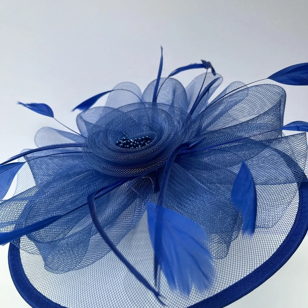 NEW Fascinator Royal Blue Hat - Picture 2 of 12